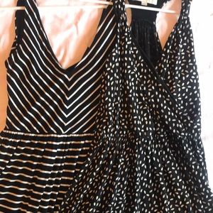 Two XS Loft Black and White Dresses